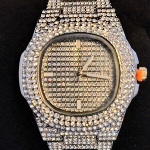 Luxury Silver Watch with Crystal Accents